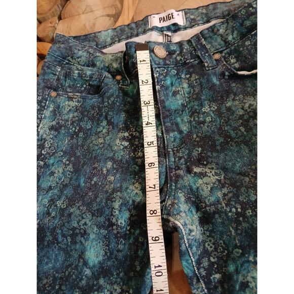 Paige All Over Floral Skinny Skyline Ankle Peg Blue Watercolor Denim Jeans 30 - Picture 8 of 11